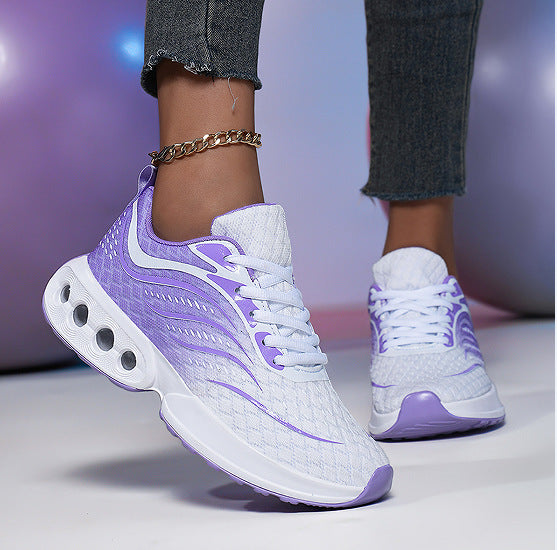 Ladies' nano sporty knitted running shoes with ventilated air chamber sole and ergonomic rolling sole Mune Fashion