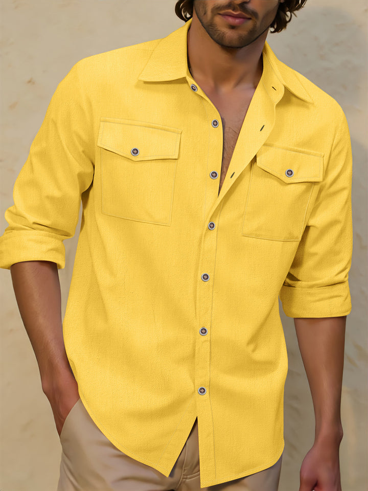 Men's casual shirt with chest pockets, Kent collar, and rolled-up sleeves Mune Fashion