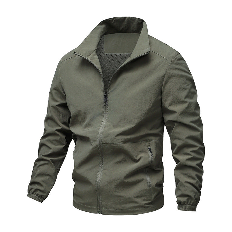 Men's Thermally Insulated Windbreaker Jacket with Fleece Lining, Stand Collar and Zipper Pockets Mune Fashion
