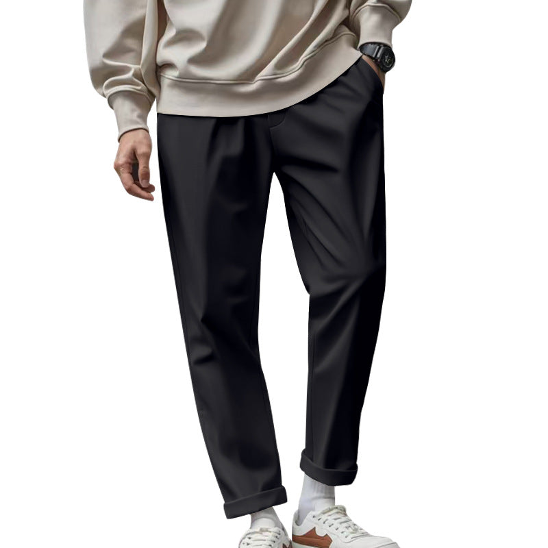Men's tapered chino pants with turn-up hem and subtle crease Mune Fashion