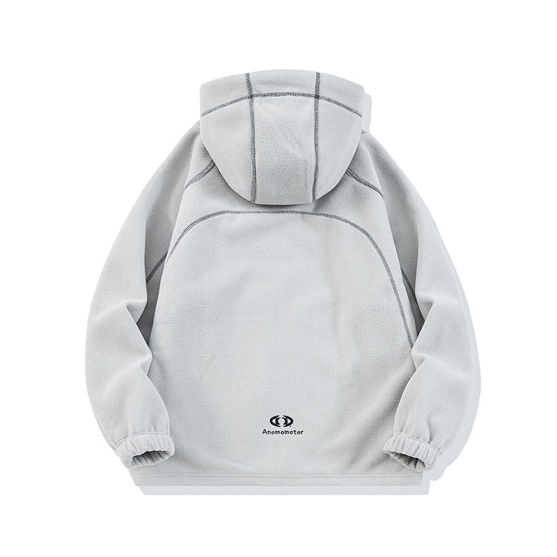 Unisex Oversize Fleece Hoodie Jacket with Contrast Seams and Zipper Pockets Mune Fashion