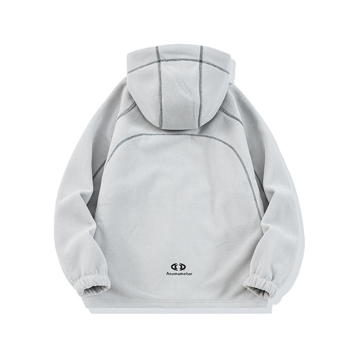 Unisex Oversize Fleece Hoodie Jacket with Contrast Seams and Zipper Pockets Mune Fashion