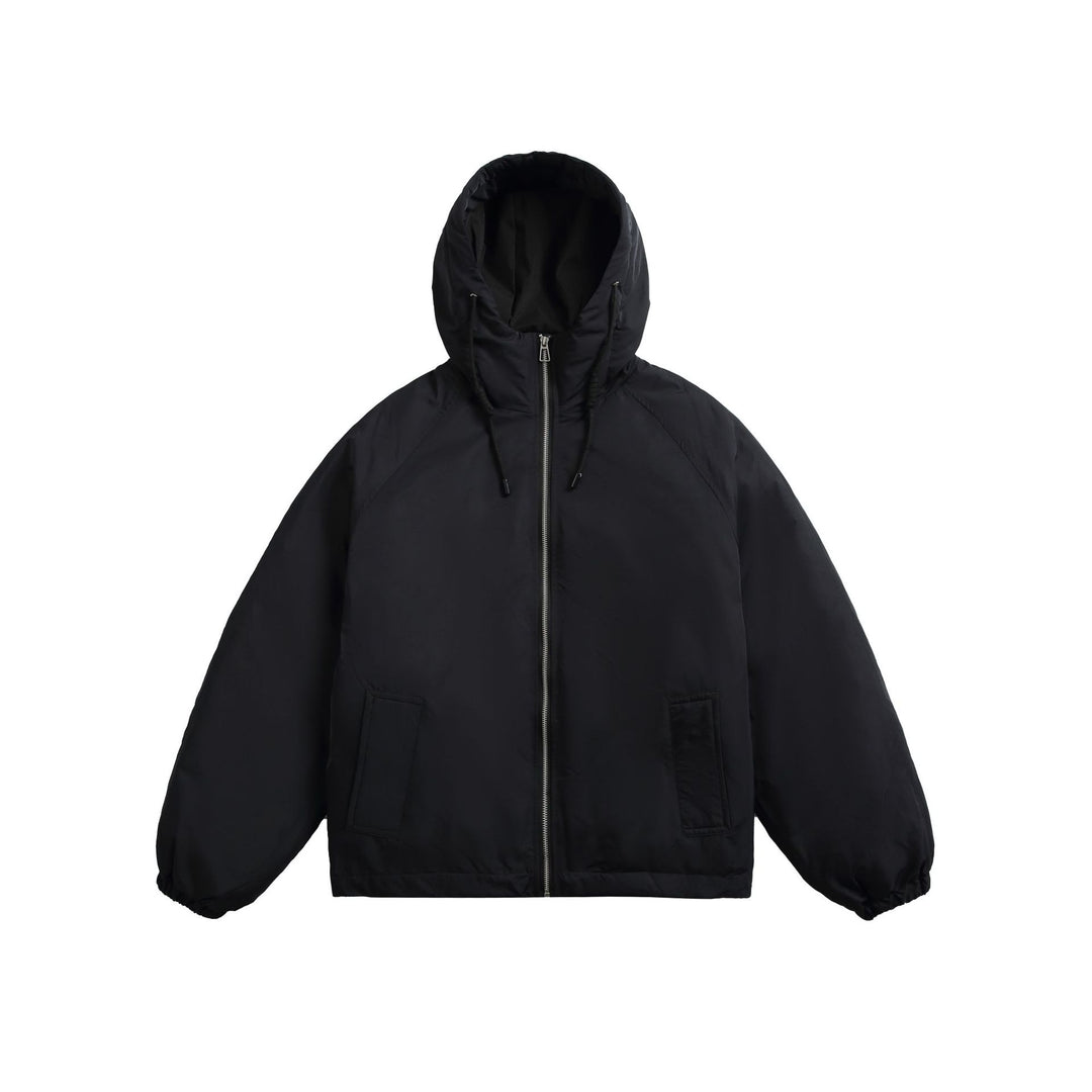 Unisex Short padded hooded jacket in boxy cut with elastic hem Mune Fashion