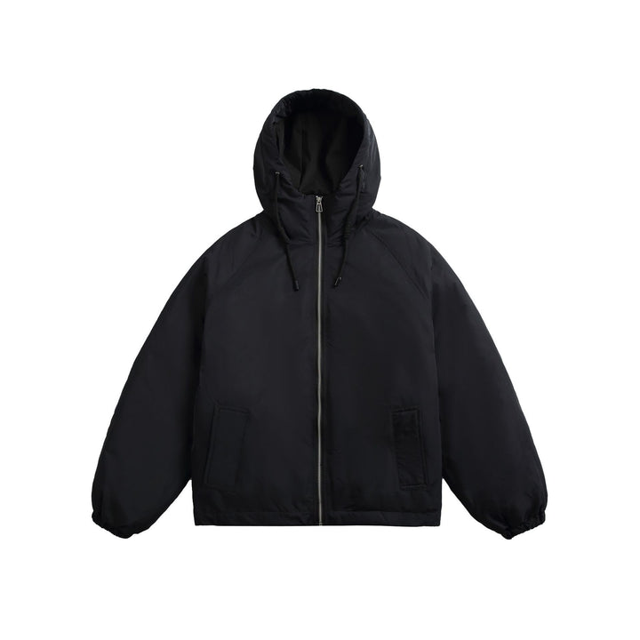 Unisex Short padded hooded jacket in boxy cut with elastic hem Mune Fashion