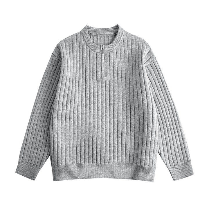 Men's coarse structure half-zip knit sweater with ribbed structure Mune Fashion