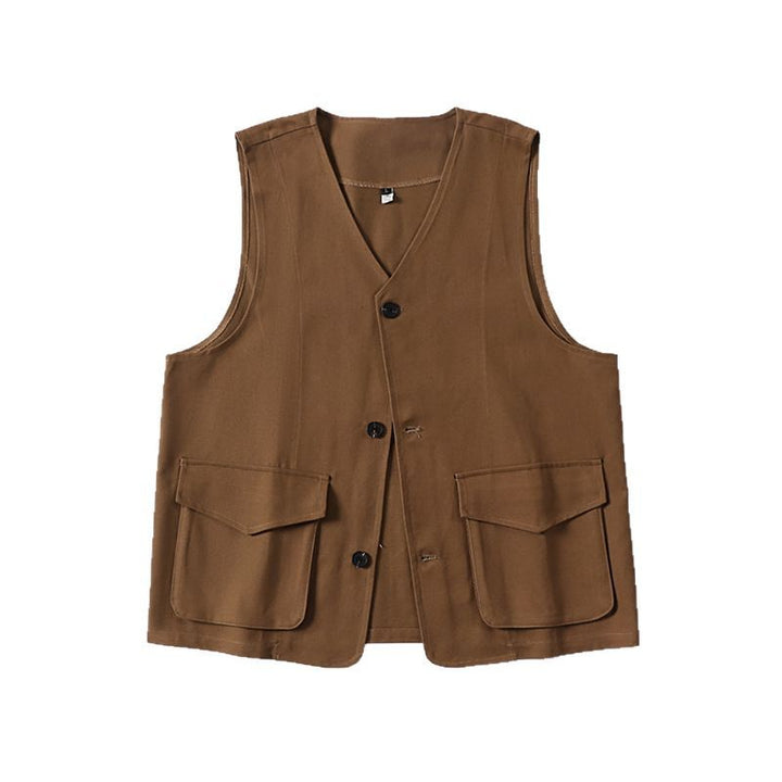 Men's multifunctional cotton vest with patch pockets and V-neck Mune Fashion