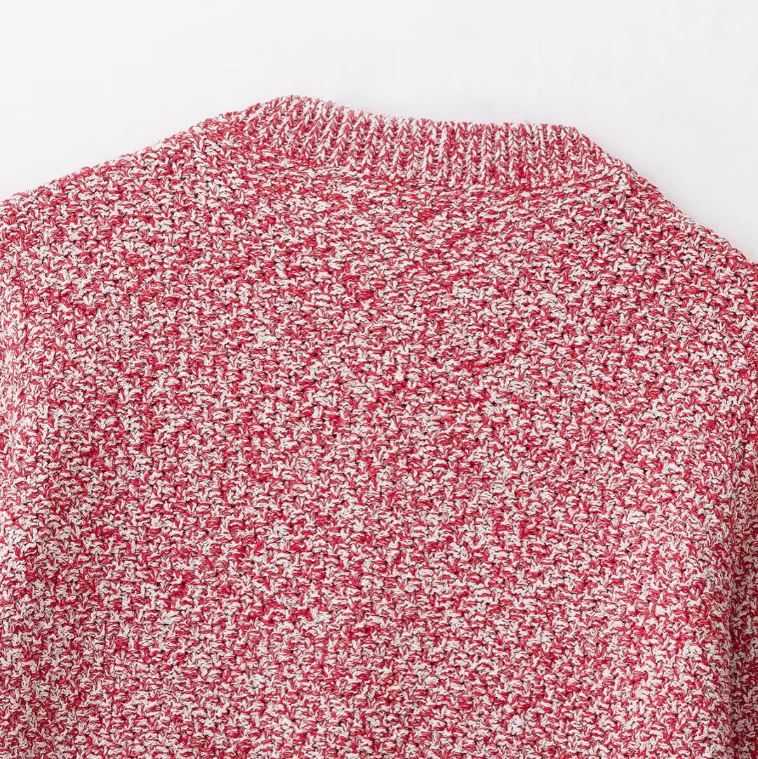 Women's Boucle Knit Cardigan with Pearlescent Buttons and Patch Pockets Mune Fashion