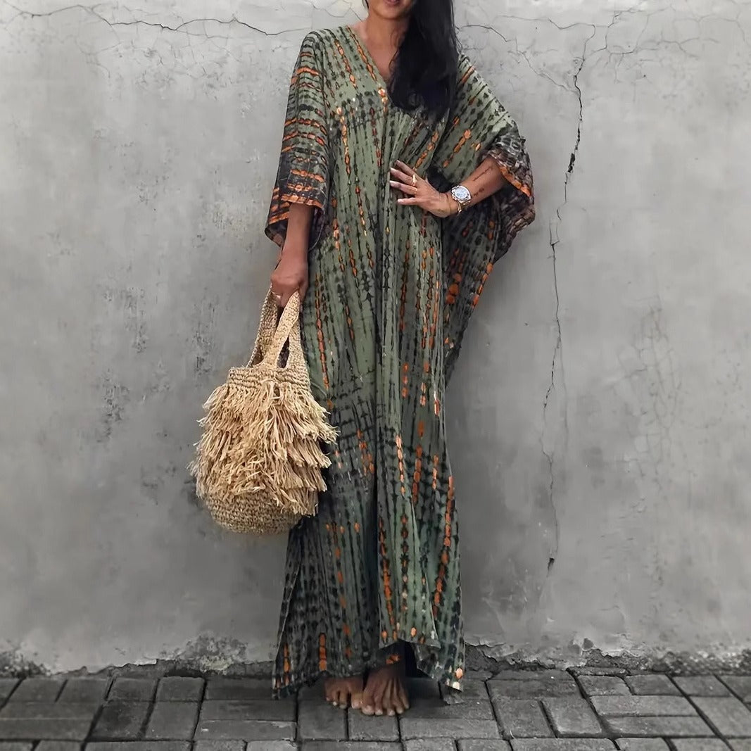 Ladies Kaftan with Contemporary Pattern and Airy Cut Mune