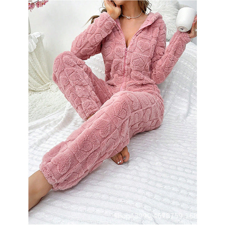 Women's Cozy Fleece Jumpsuit with Hood Mune