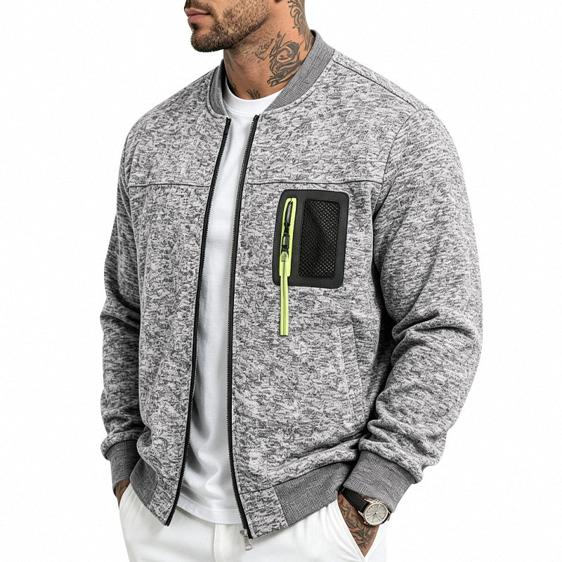 Men's knitted bomber jacket with functional breast pocket and zipper Mune Fashion
