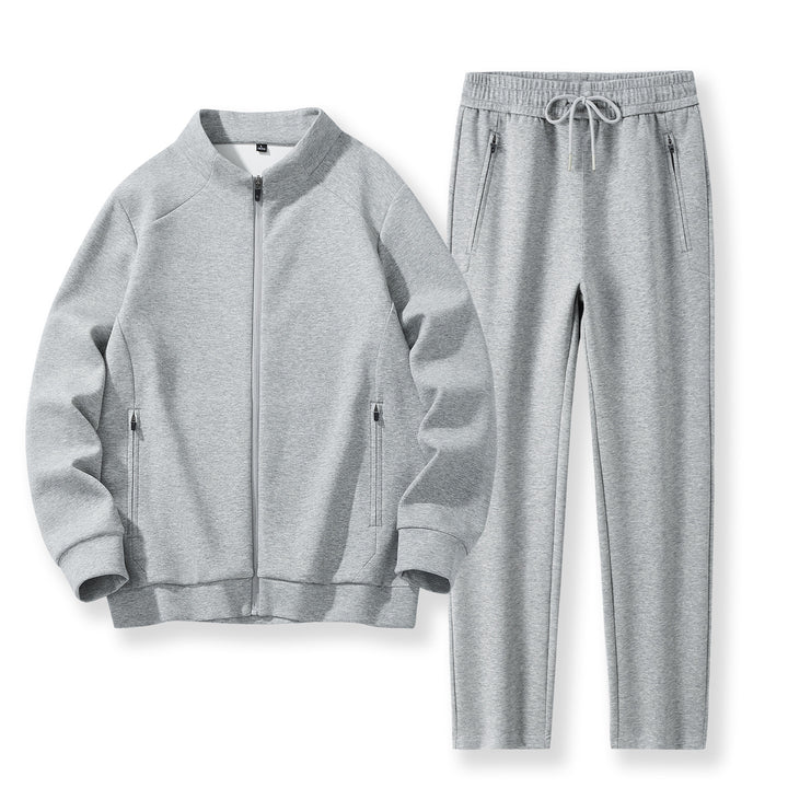 Men's Two-Piece Performance Training Set with Stand-Up Collar Zip Jacket and Tapered Jogging Pants Mune Fashion