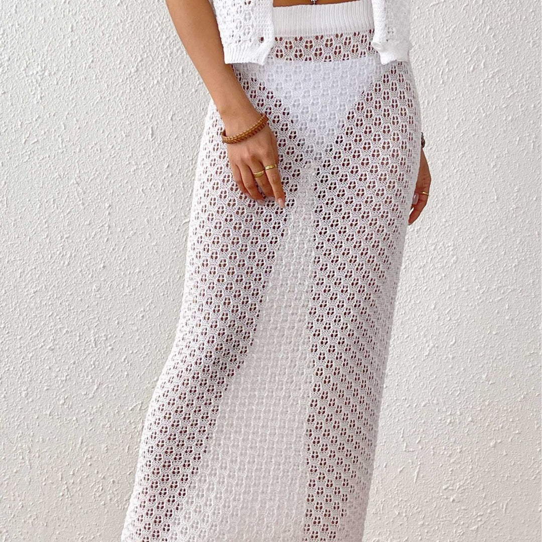 Women’s midi dress made of loose crochet material Mune Fashion