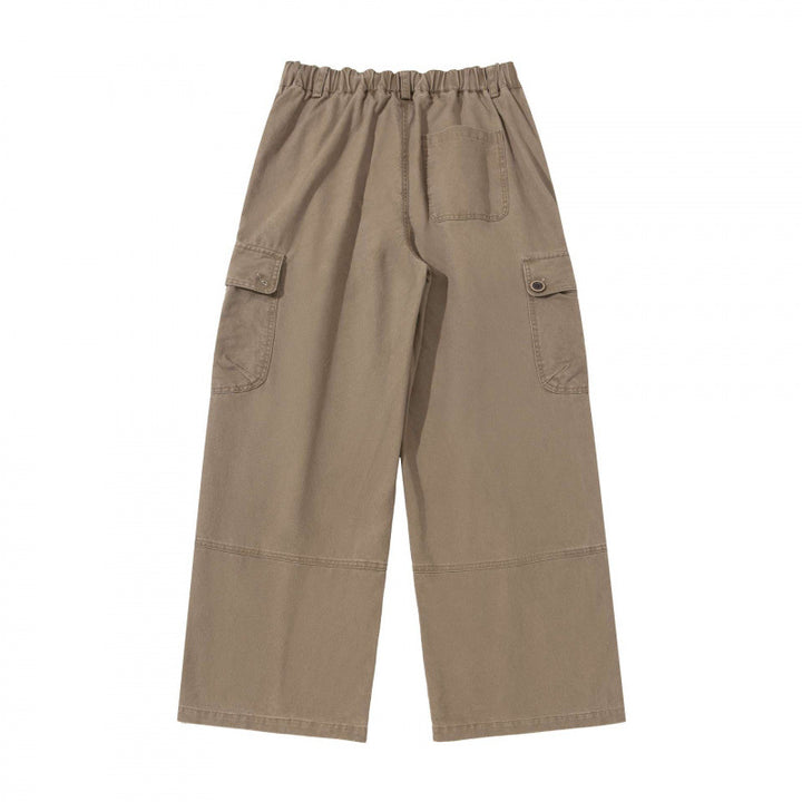 Women's Wide Cargo Pants with High Waist, Large Flap Pockets, and Culotte Silhouette Mune Fashion