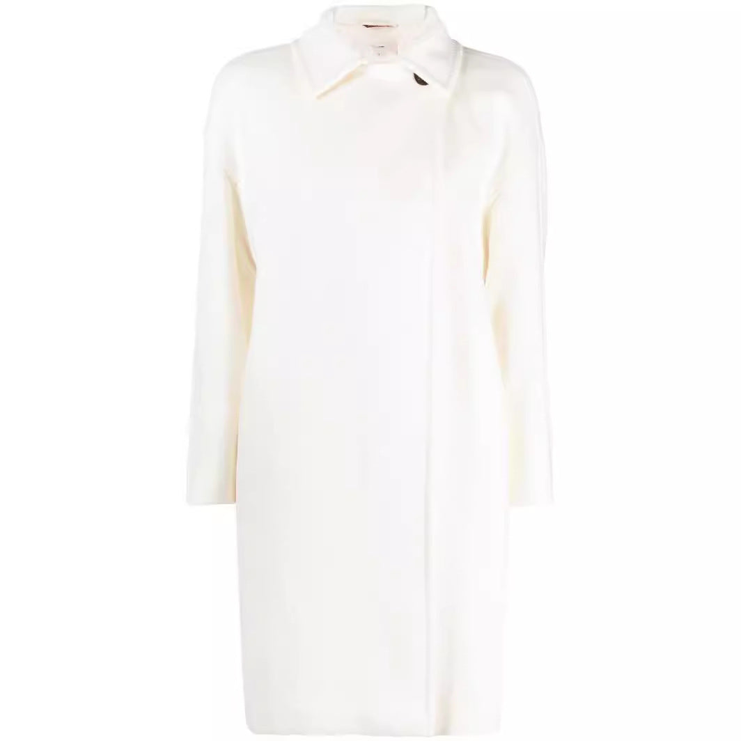 Ladies Oversize Wool Blend Coat with Dropped Shoulders and Minimalist Button Placket Mune Fashion