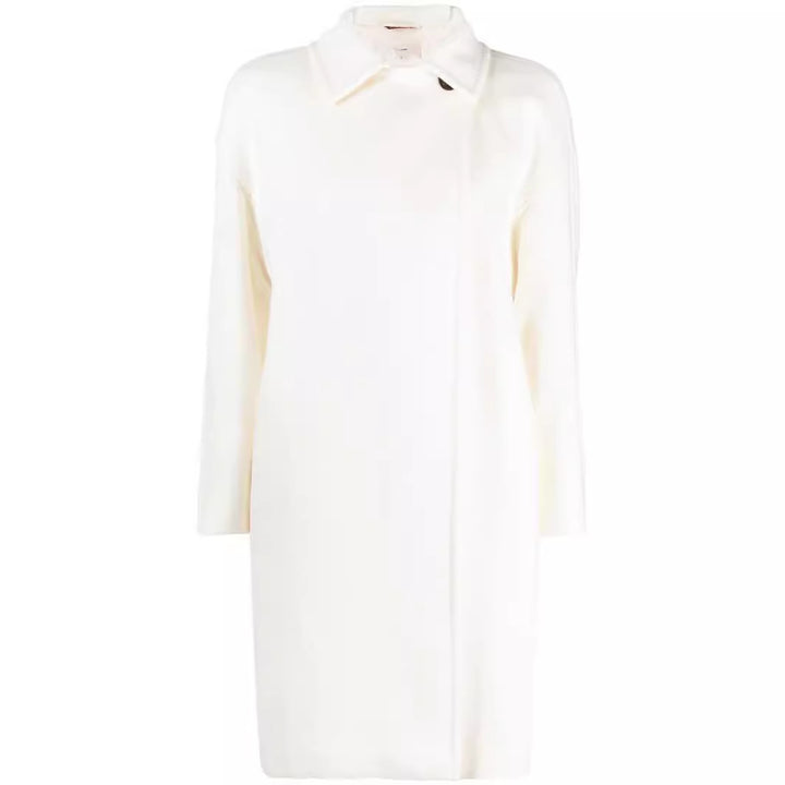 Ladies Oversize Wool Blend Coat with Dropped Shoulders and Minimalist Button Placket Mune Fashion