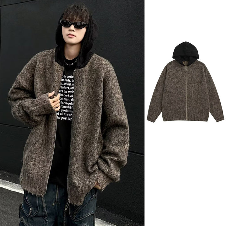Men's Fashionable Chunky Knit Sweater with Hood Mune Fashion