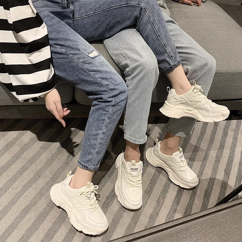 Unisex eye-catching chunky sneakers with breathable mesh upper, padded heel chamber, and sculpted platform heel Mune Fashion