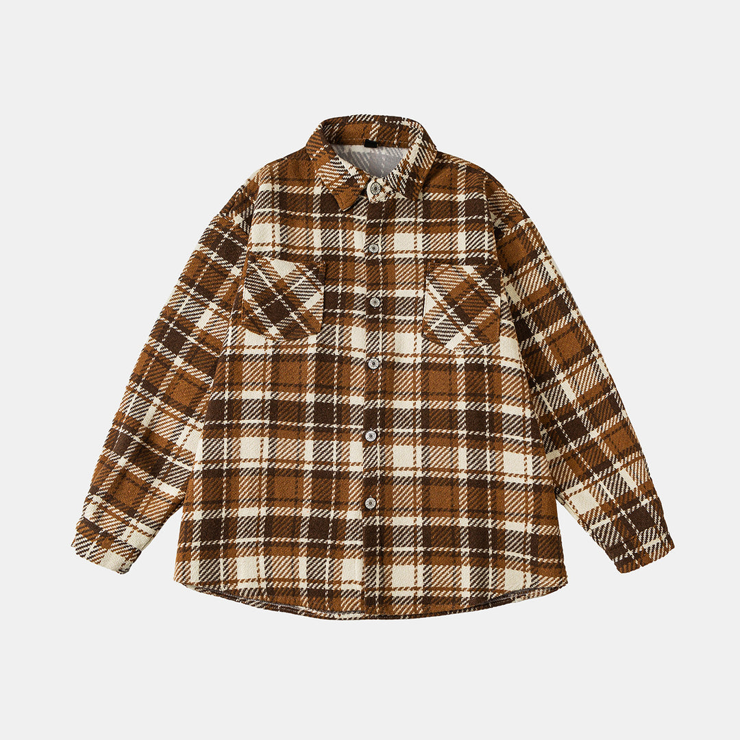 Unisex Checked Overshirt Jacket in Shacket Style with Patched Chest Pockets and Relaxed Oversized Fit Mune Fashion