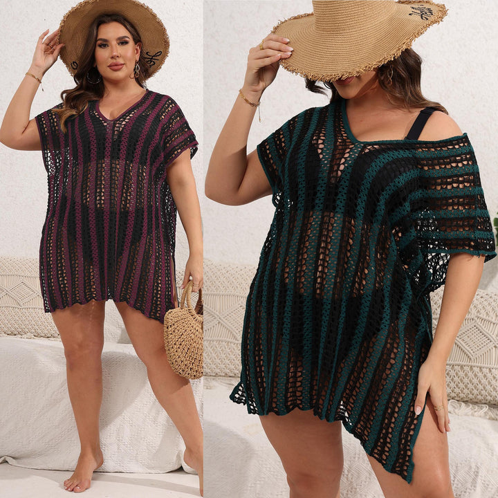 Ladies crocheted beach cover-up with V-neck and airy structure Mune Fashion