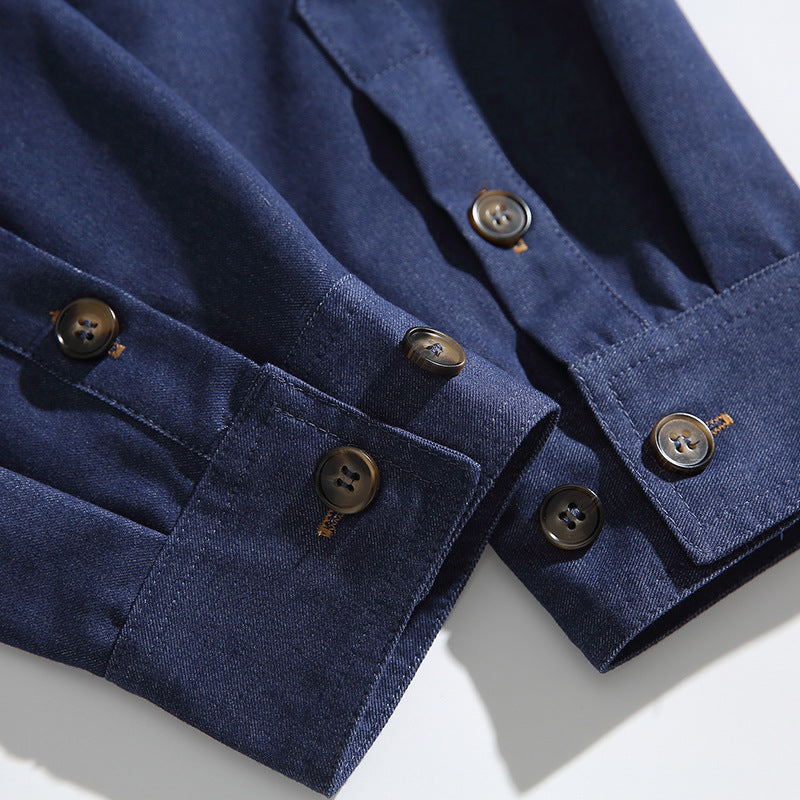 Men's overshirt-jacket in worker look with contrasting leather-look chest pocket Mune Fashion