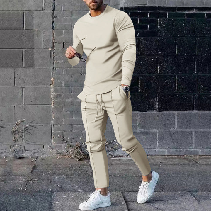 Men's fitted long-sleeve shirt made of cotton stretch with a round neckline and body-hugging fit Mune Fashion