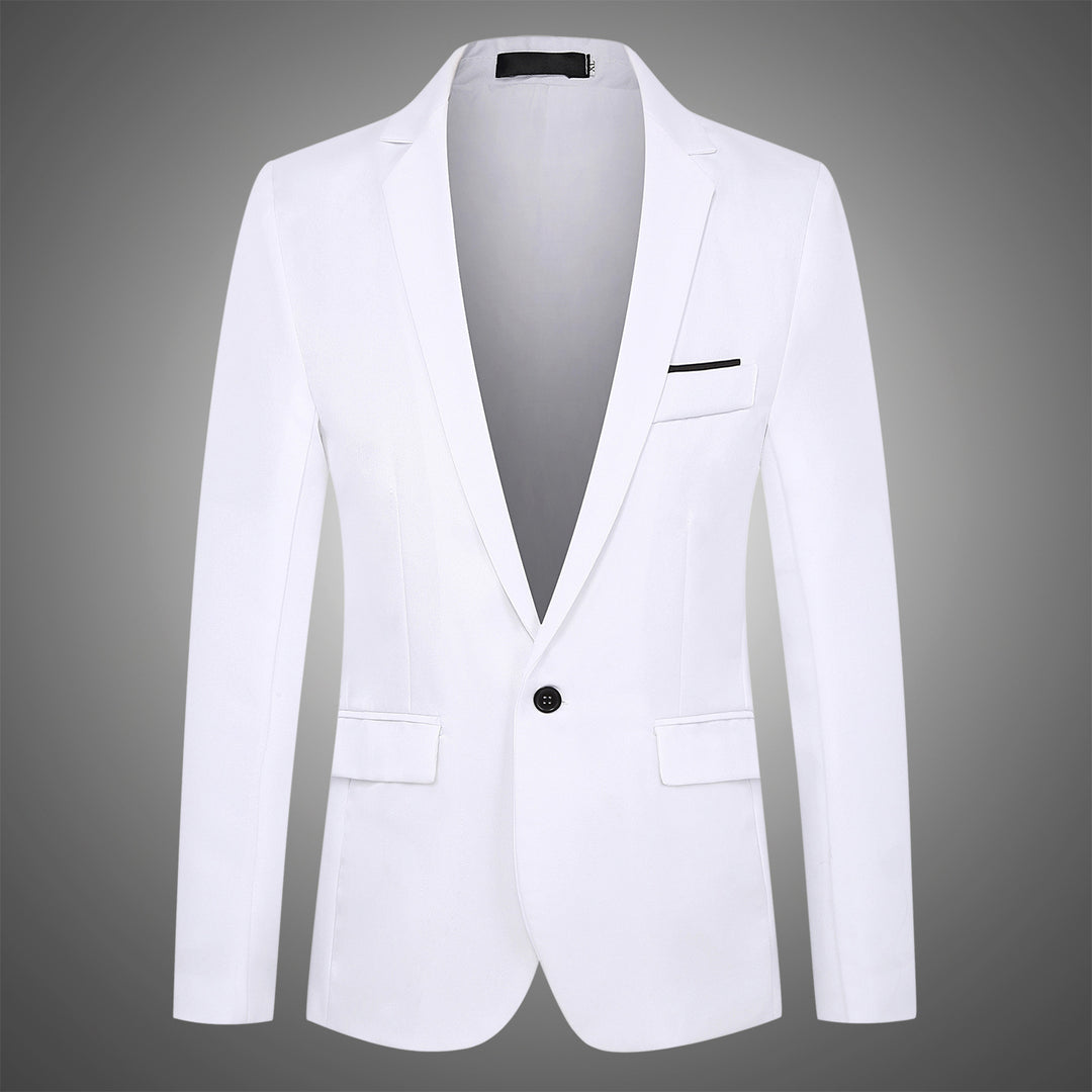 Men's fitted satin blazer with slim silhouette, notch lapel and decorative chest piping Mune Fashion