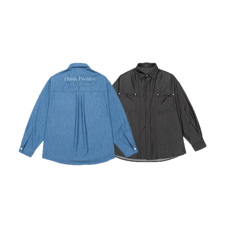 Men's Oversized Shirt Jacket made of lightweight denim quality with concealed button placket and chest pockets Mune Fashion