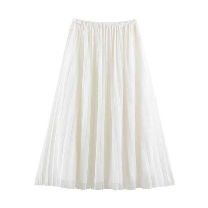 Women's Pleated Maxi Skirt made of Chiffon with Elastic Waistband Mune Fashion