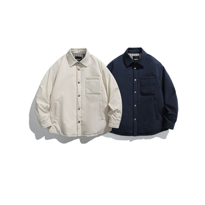 Unisex Padded Coach Jacket with Check Lining and Snap Button Placket Mune Fashion