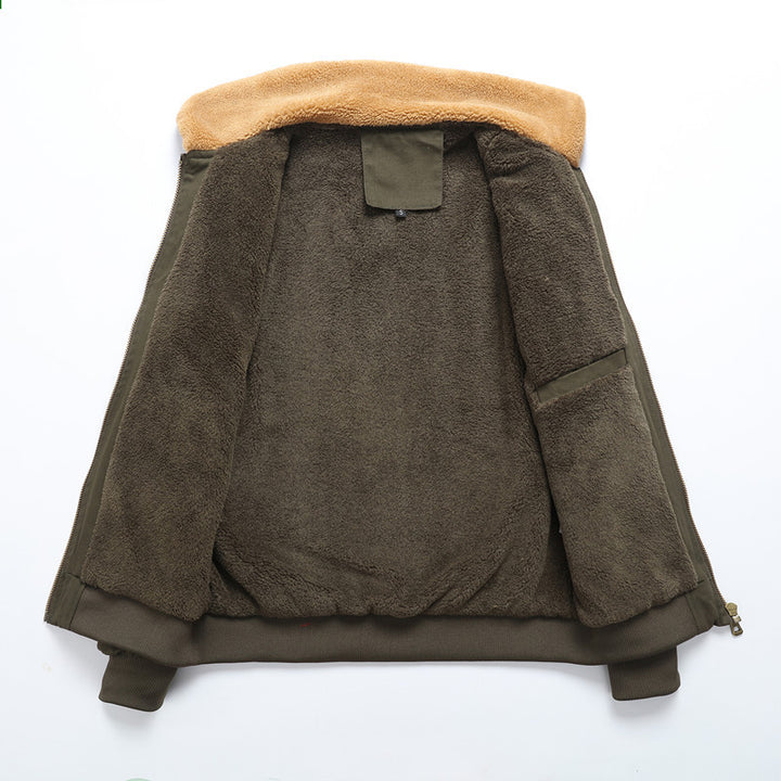 Men's canvas bomber jacket with teddy collar and patch pockets Mune Fashion