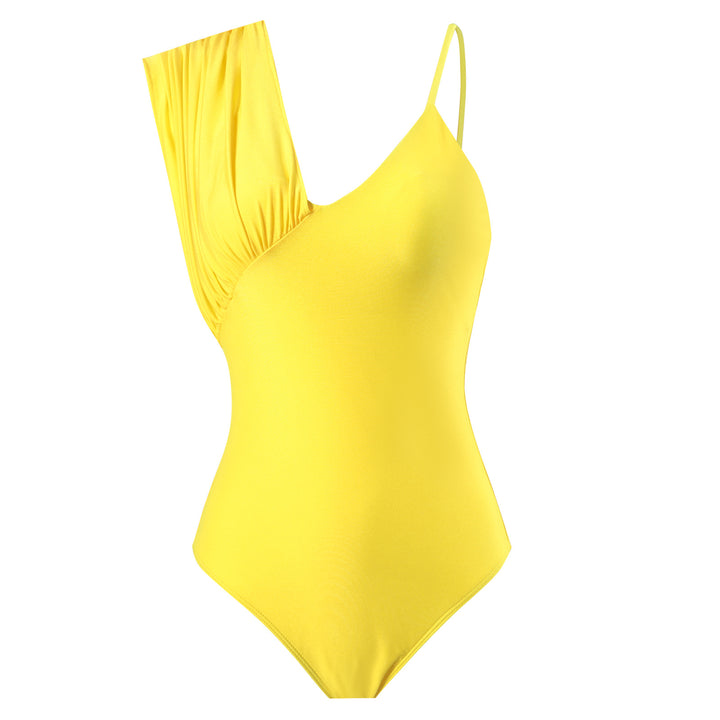 Women's one-piece swimsuit with asymmetrical design and elegant ruffles Mune Fashion