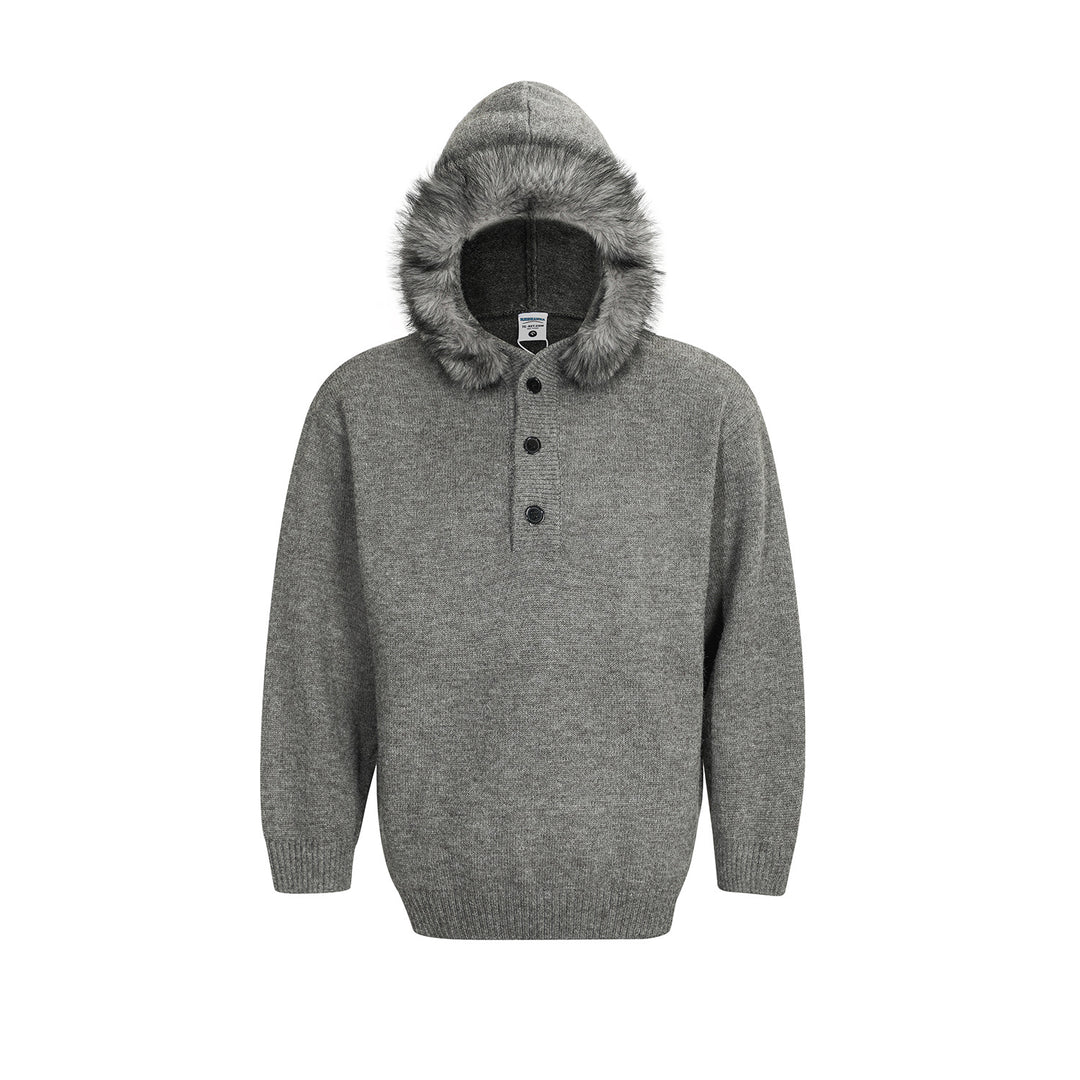 Women's Oversized Hoodie with Hood and Fur Trim Mune Fashion