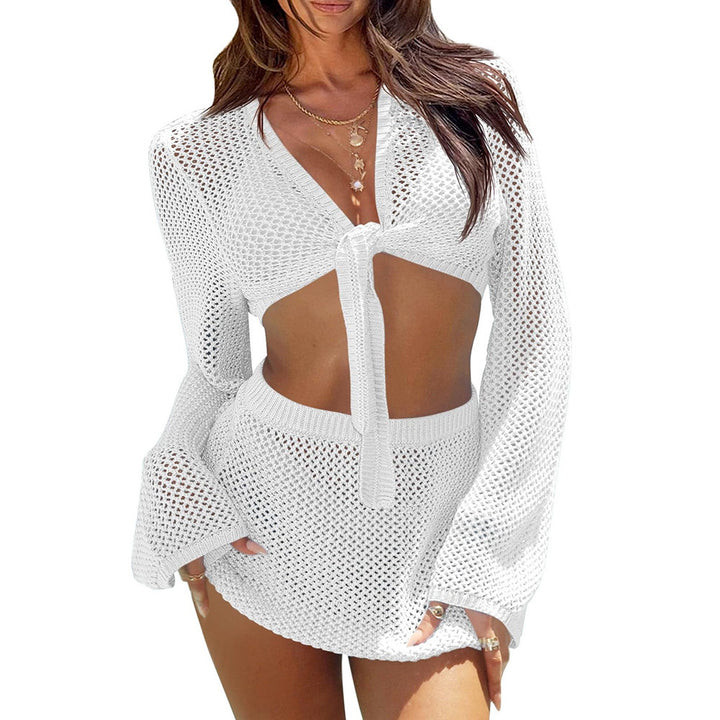 Women's airy mesh top and skirt set Mune Fashion