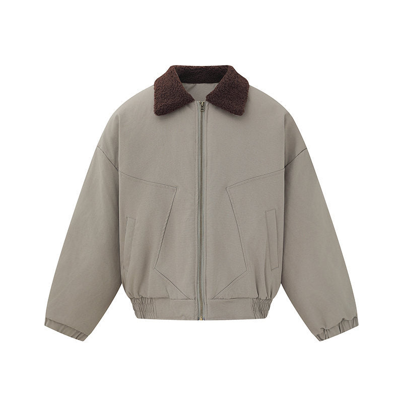 Unisex short bomber jacket in boxy cut with teddy collar Mune Fashion