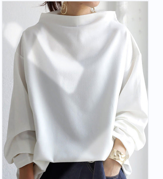 Women's Oversized Sweater with Special Collar and Casual Cut Mune