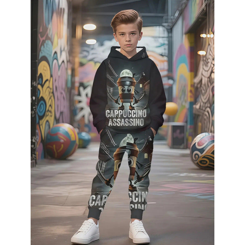 Unisex nan children's jogging suit with hoodie and detailed car print Mune Fashion