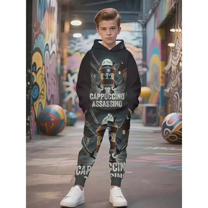Unisex nan children's jogging suit with hoodie and detailed car print Mune Fashion