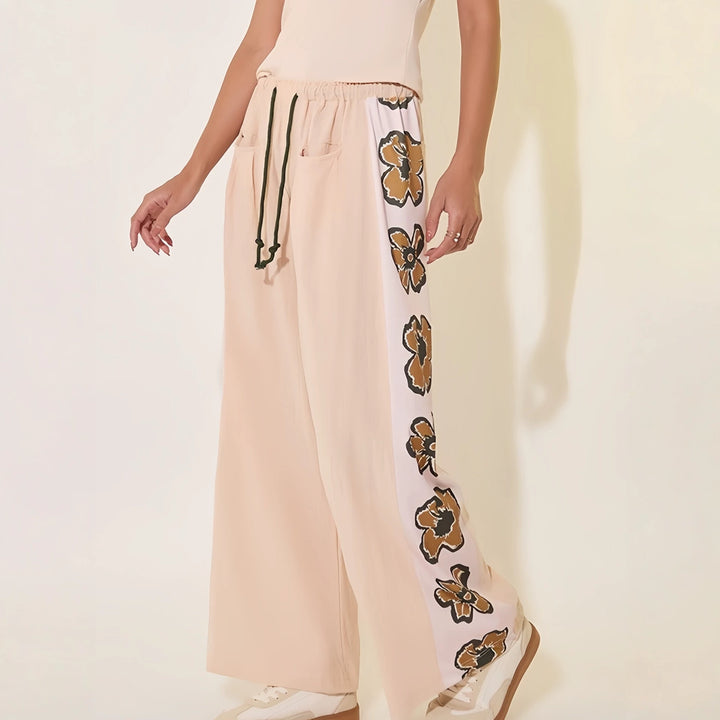 Women's Fashion Summer Pants with Floral Pattern