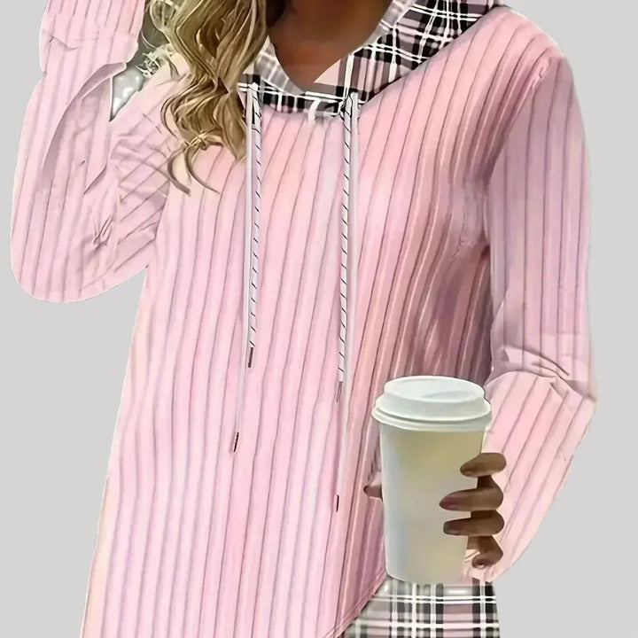 Women's Fashion Long Sleeve Shirt with Check Pattern