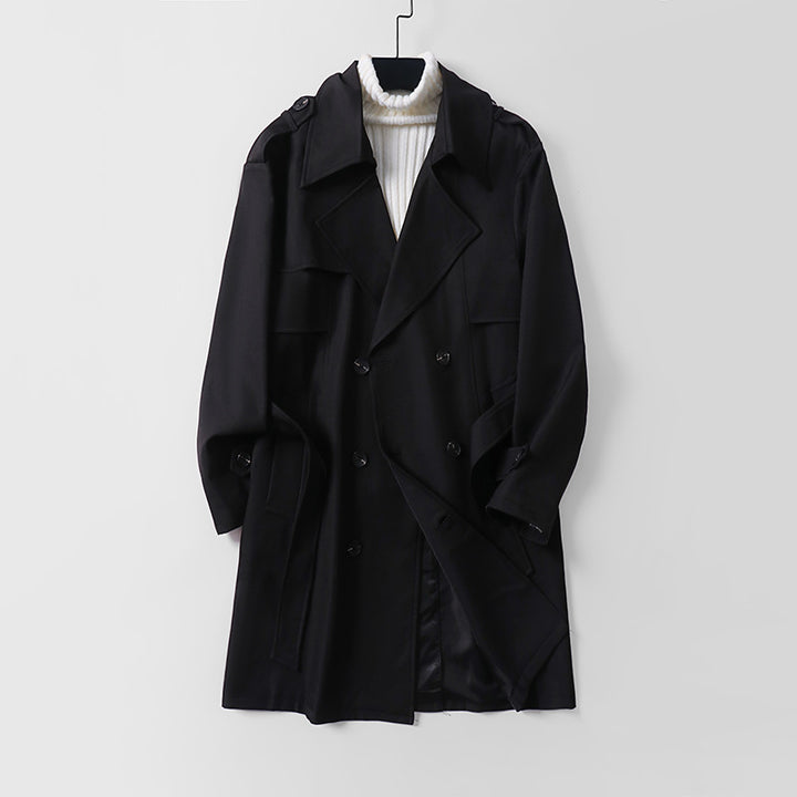 Women's Modern Short Coat in Trench Style with Double-Breasted Button Placket and Epaulettes Mune Fashion