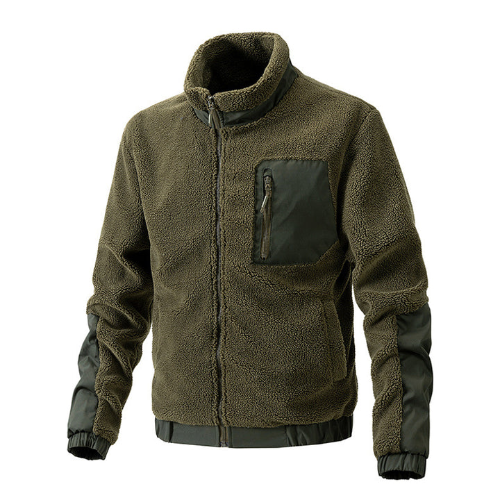 Men's Cozy Fleece Jacket with Stand-up Collar Mune Fashion