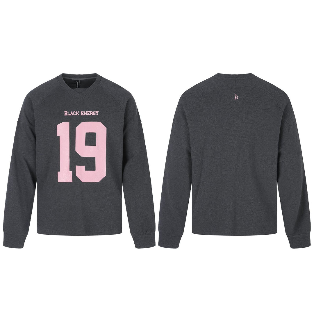 Women's Oversize Sweatshirt with V-neck, Raglan Sleeves, and Front Print Mune Fashion