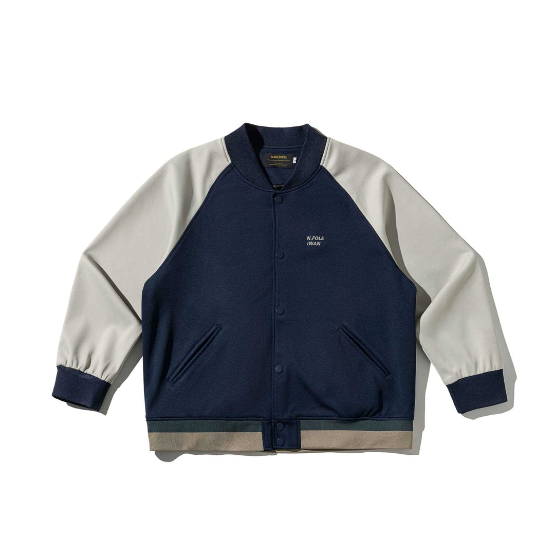 Unisex Short-cut College Bomber Jacket in Material Mix with Raglan Sleeves Mune Fashion