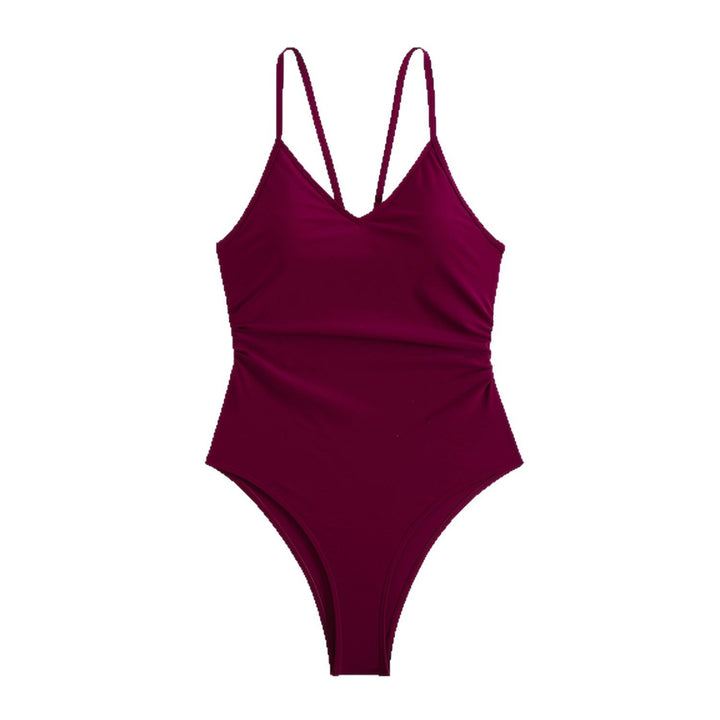 Women's One-Piece Swimsuit with Elegant V-Neck and High Leg Cut Mune Fashion