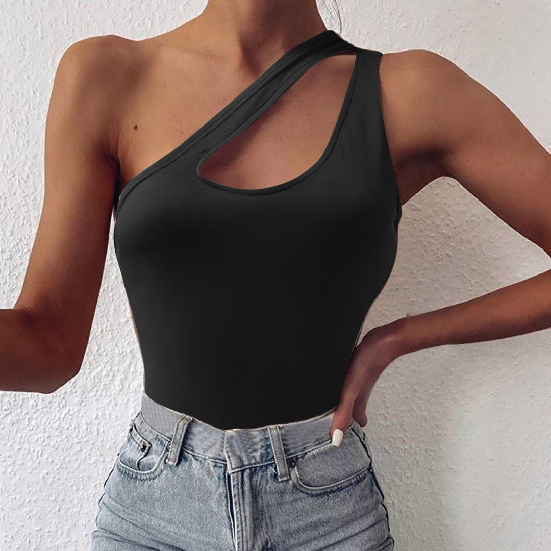 Women's asymmetrical bodysuit with trendy cut-out Mune Fashion