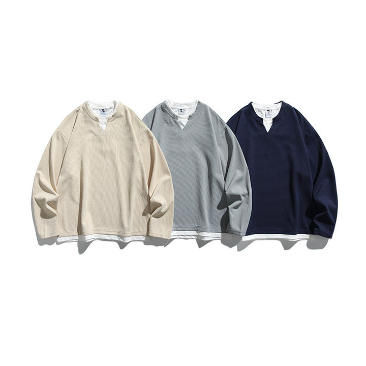 Unisex Oversize-Layering-Sweatshirt with V-insert and visible inner layer Mune Fashion