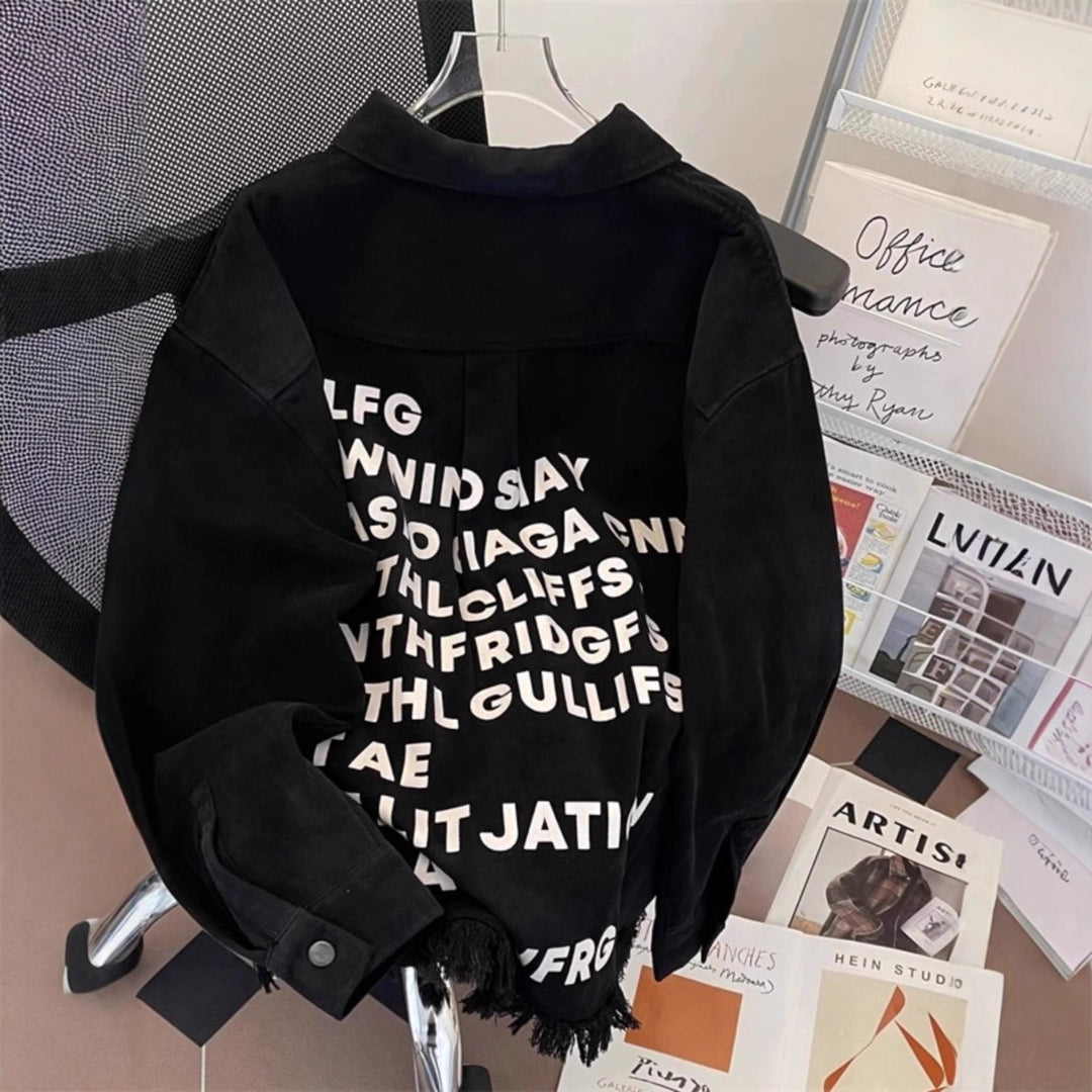 Women's Urban Oversized Jacket with Creative Lettering Mune Fashion
