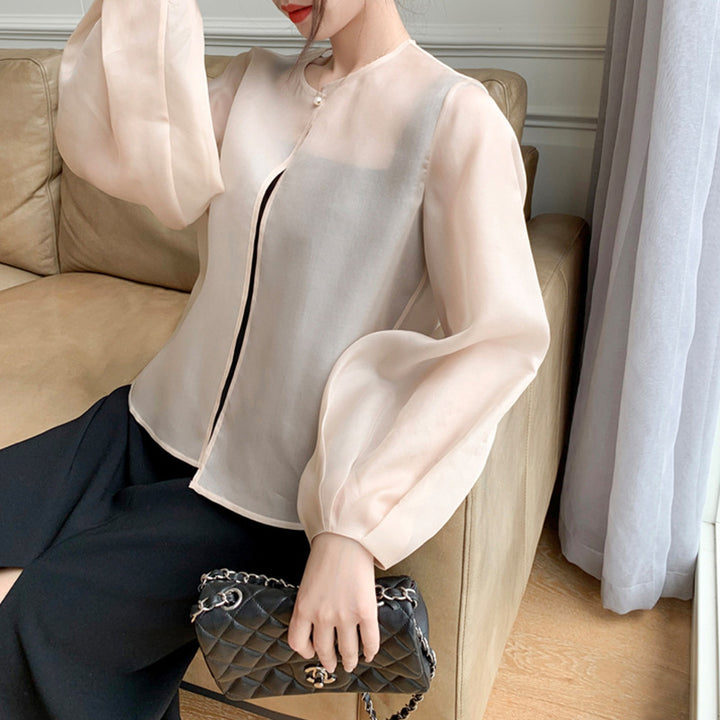 Ladies Transparent Blouse with Puff Sleeves Mune Fashion