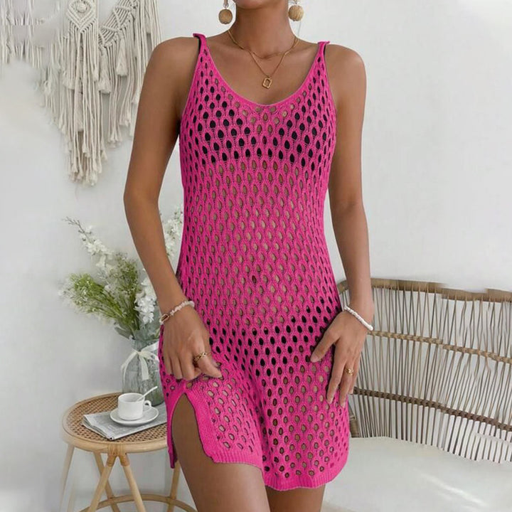 Women's crocheted beach dress with transparent mesh design Mune Fashion