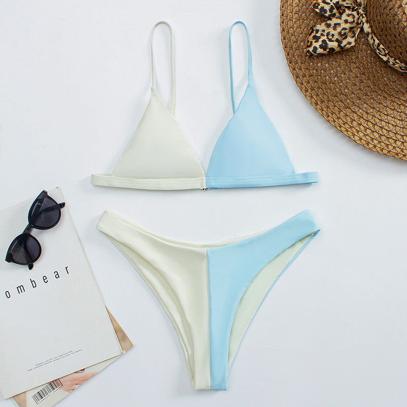 Women's Triangle Bikini with Harmonic Color Contrast Mune Fashion